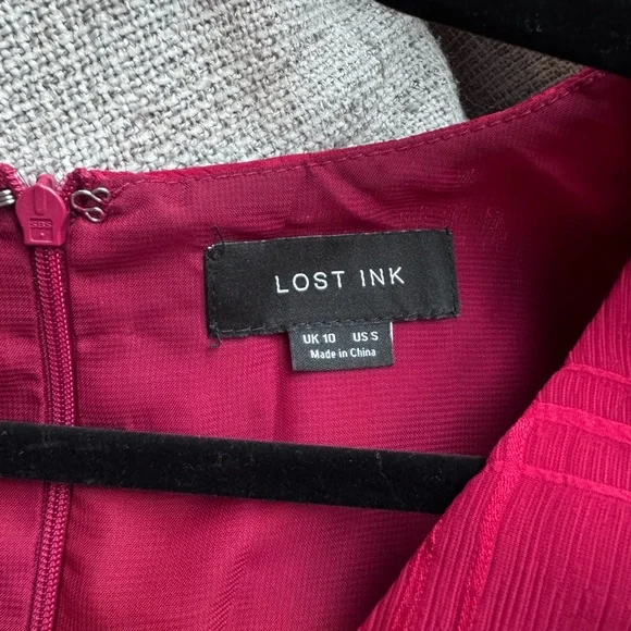 Lucky Brand Raspberry Ruffled Wrap-Style Long Sleeve Dress - Picture 3 of 3